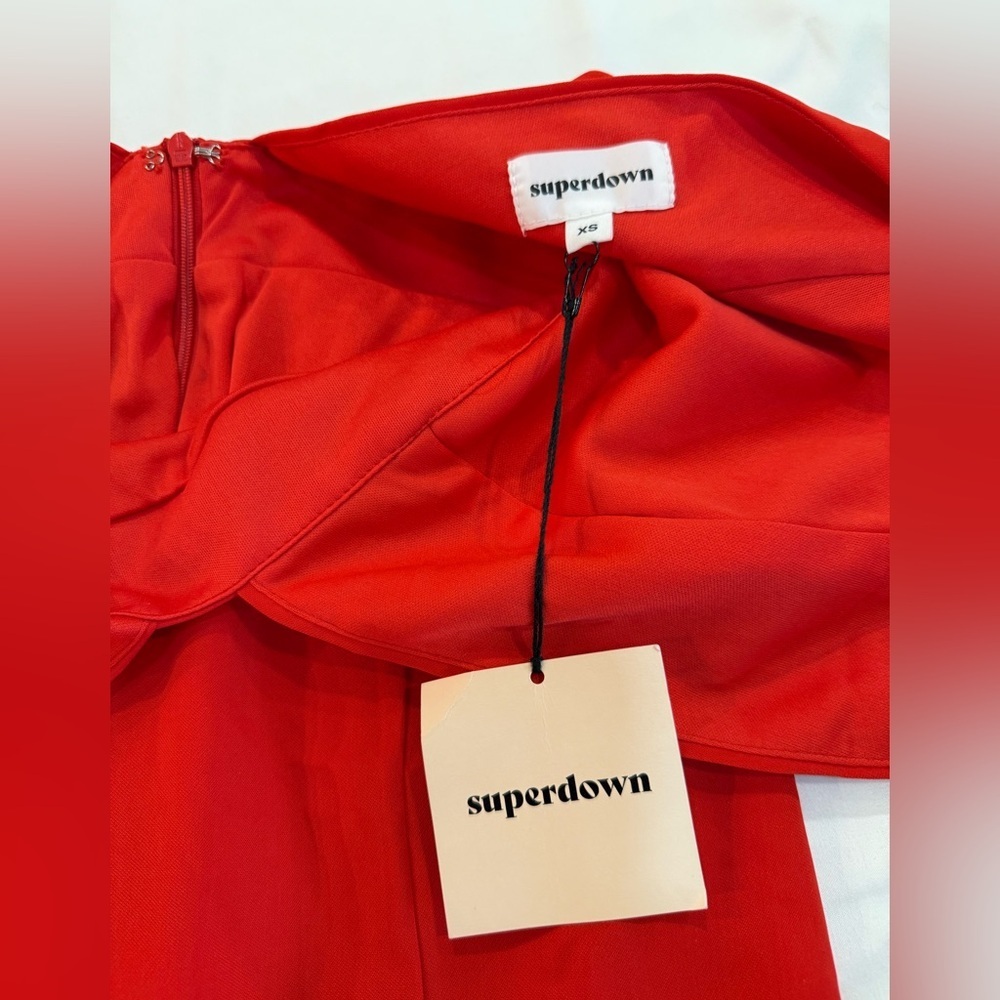 REVOLVE SUPERDOWN Harlow Red Plunging V-Neck Mini Dress NEW W/ TAGS - XS - Picture 5 of 9